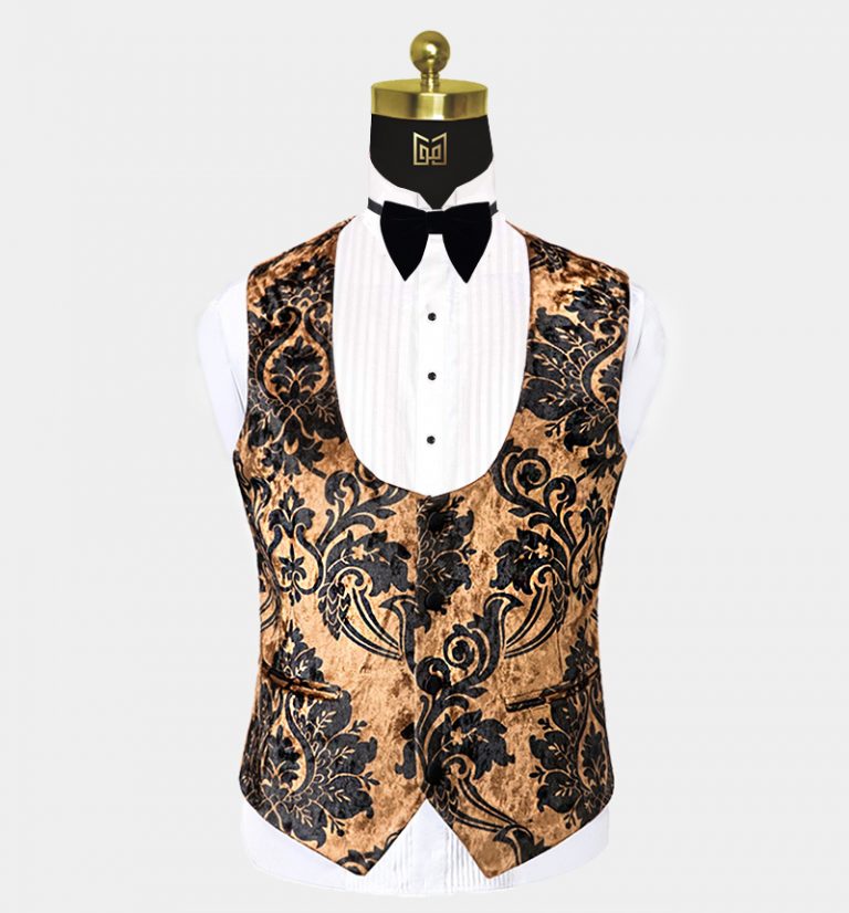 3 Piece Black and Gold Tuxedo Gentleman's Guru