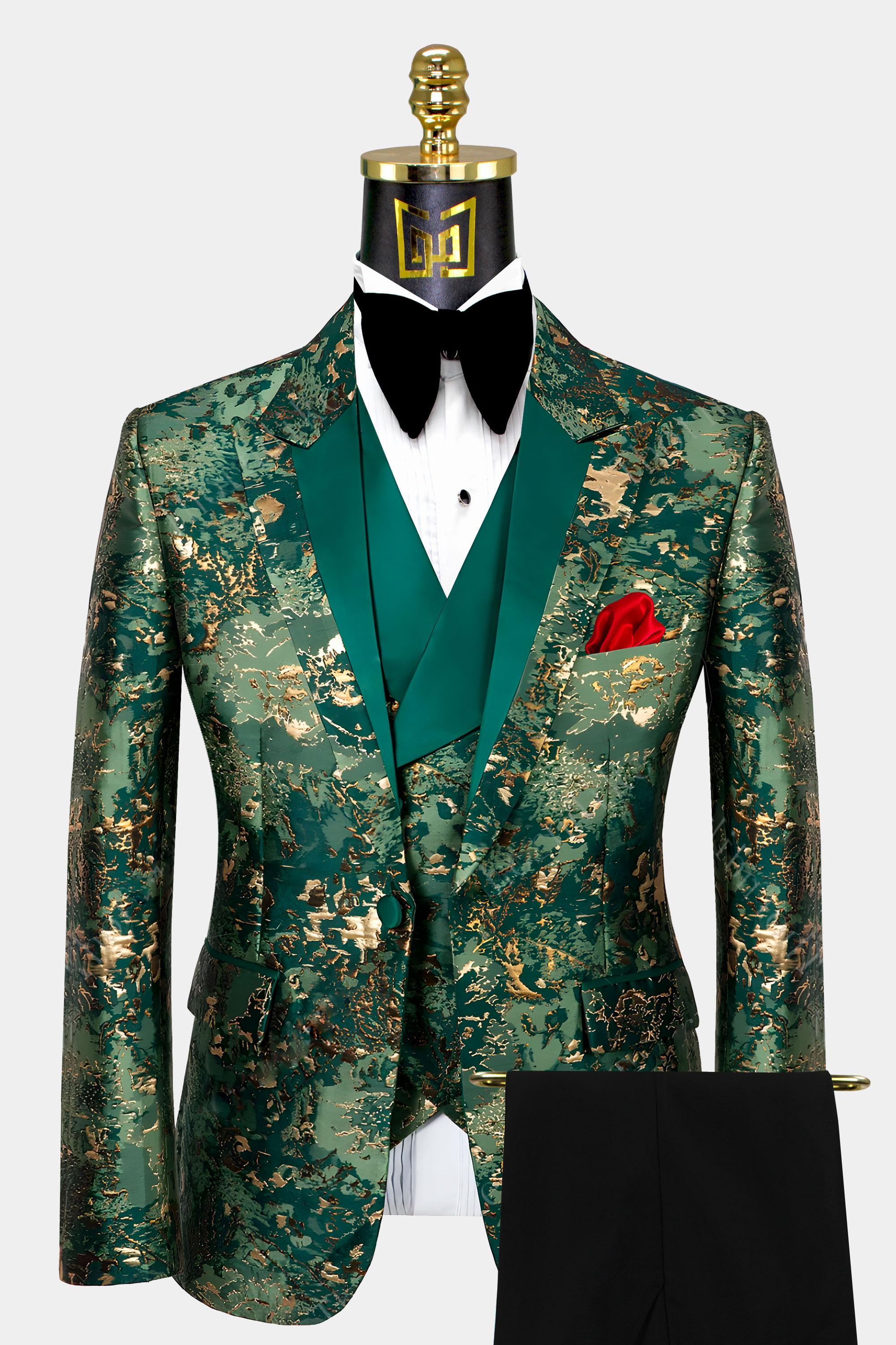 Men 3 Pieces Dark Green Slim Fit Wedding Suit Groom Tuxedos Prom Suit Custom 