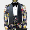 Orchid Floral Print Velvet Tuxedo - 3 Piece