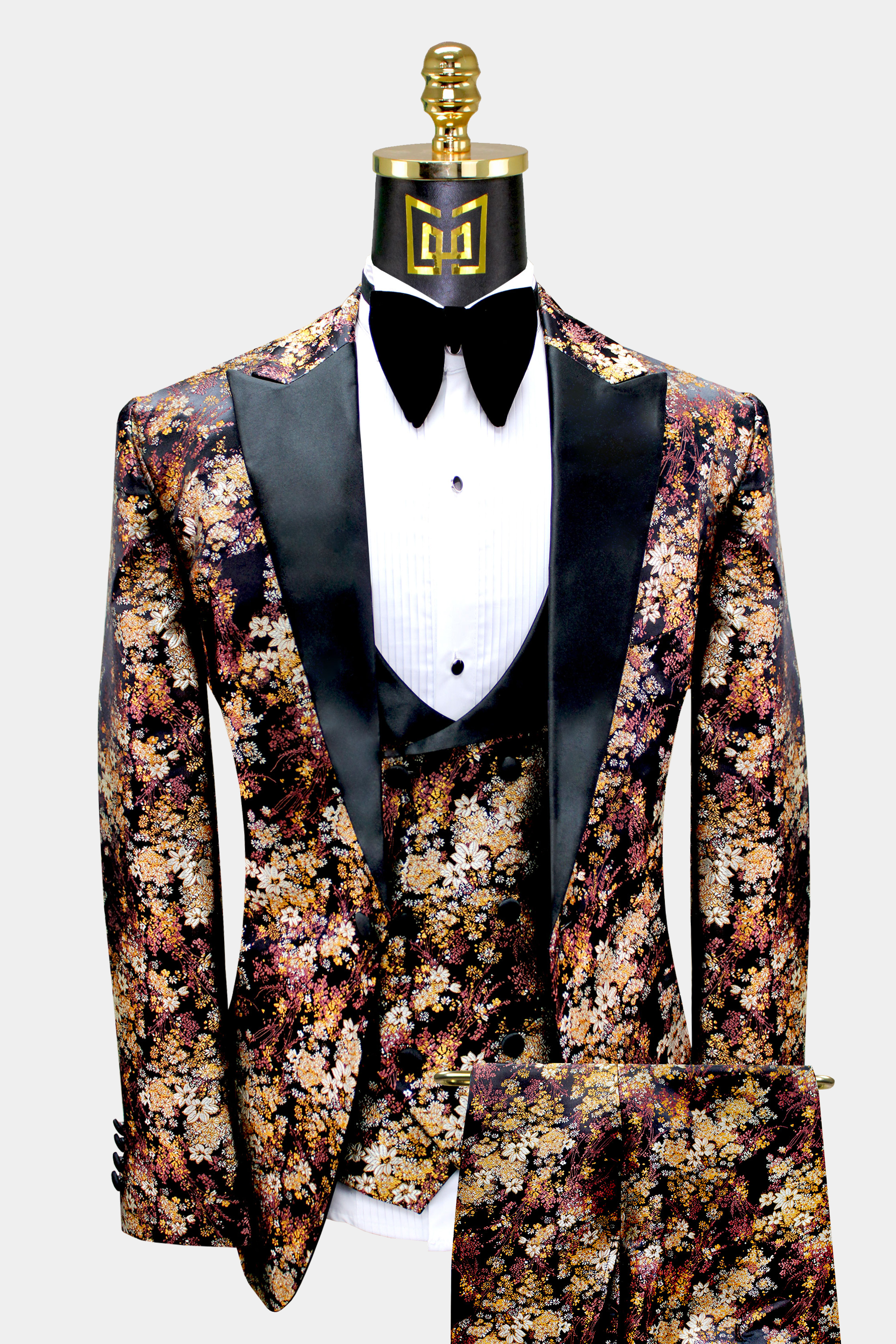 Gold floral hotsell suit