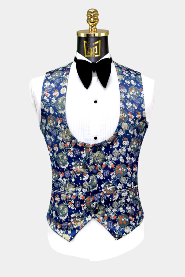 Navy-Blue-Floral-Tuxedo-Vest-from-Gentlemansguru.com