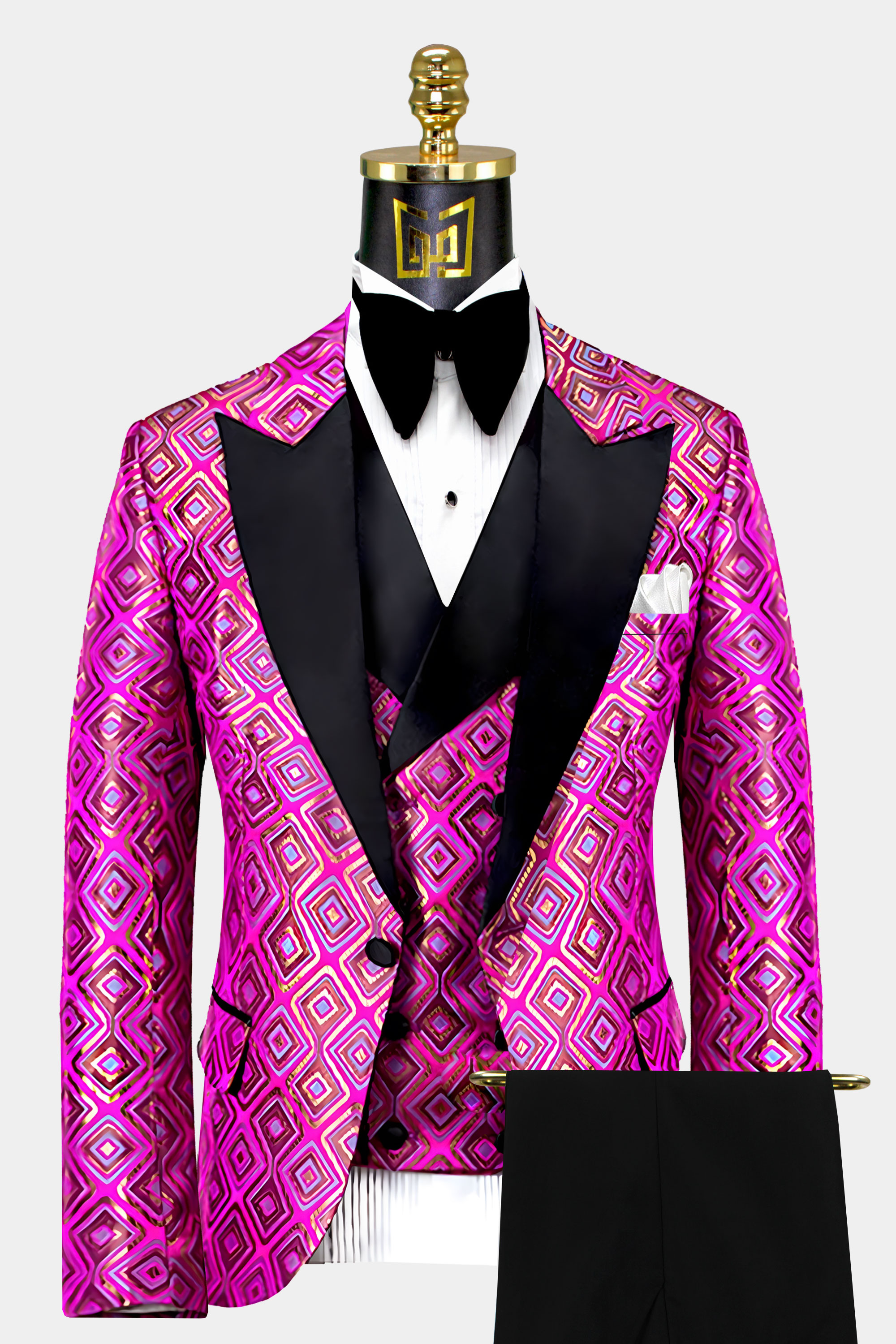 Gentleman's Guru Gradient Green & Gold Sequin Tuxedo Jacket 44r