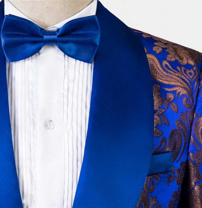 3 Piece Royal Blue Gold Tuxedo Gentleman's Guru