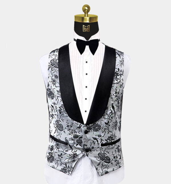 Silver-Floral-Tuxedo-Vest-Wedding-Waistcoat-from-Gentlemansguru.com