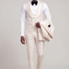 All Champagne Tuxedo Six Button Vest Full Body Carrying Jacket from Gentlemansguru.com