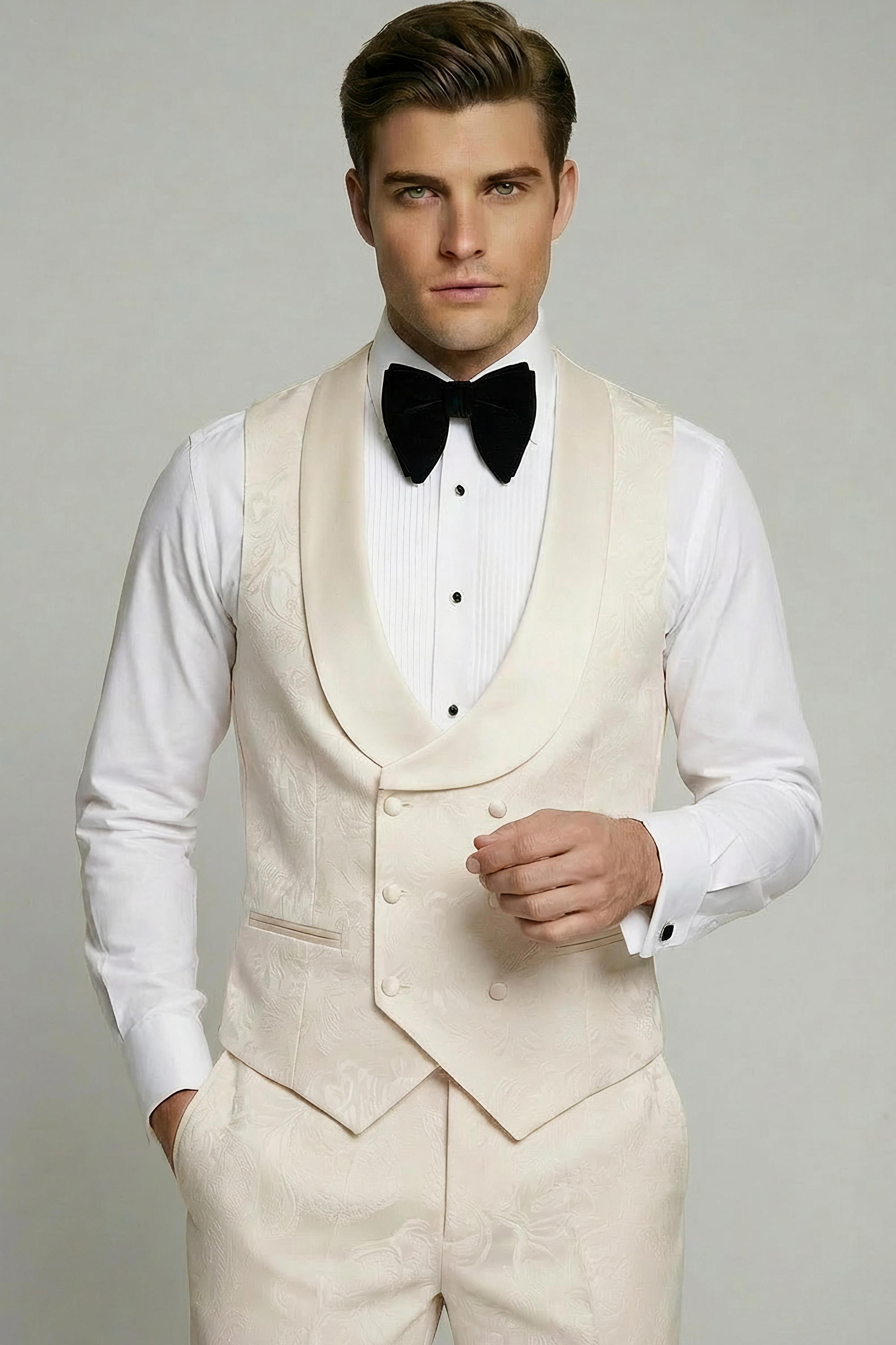 Champagne-Beige-Vest-Suit-Tuxedo-Wedding-from-Gentlemansguru.com