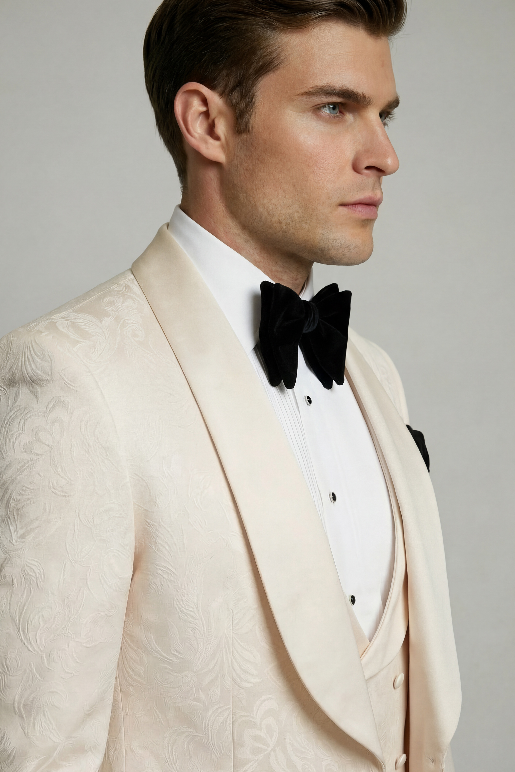 Floral-Champagne-Beige-Tuxedo-Groom-Wedding-Sportcoat-from-Gentlemansguru.com