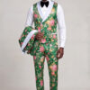 Floral Green Tuxedo Eight Button Vest Full Body Carrying Jacket from Gentlemansguru.com