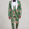 Floral Green Tuxedo Matching Trousers Full Body Walking from Gentlemansguru.com