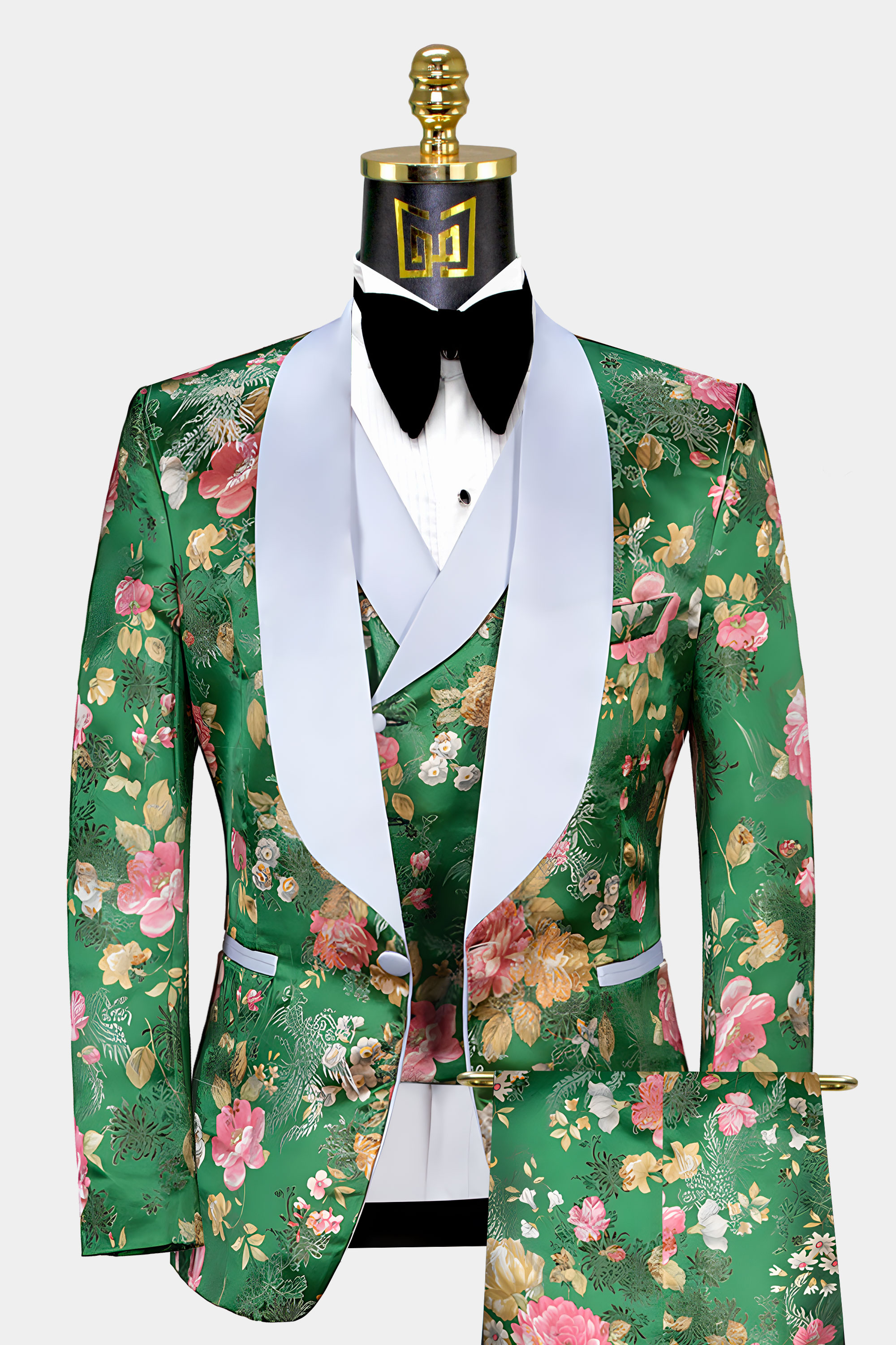 Blue Green Abstract Floral Tuxedo - 2 Piece 40r Matching Color