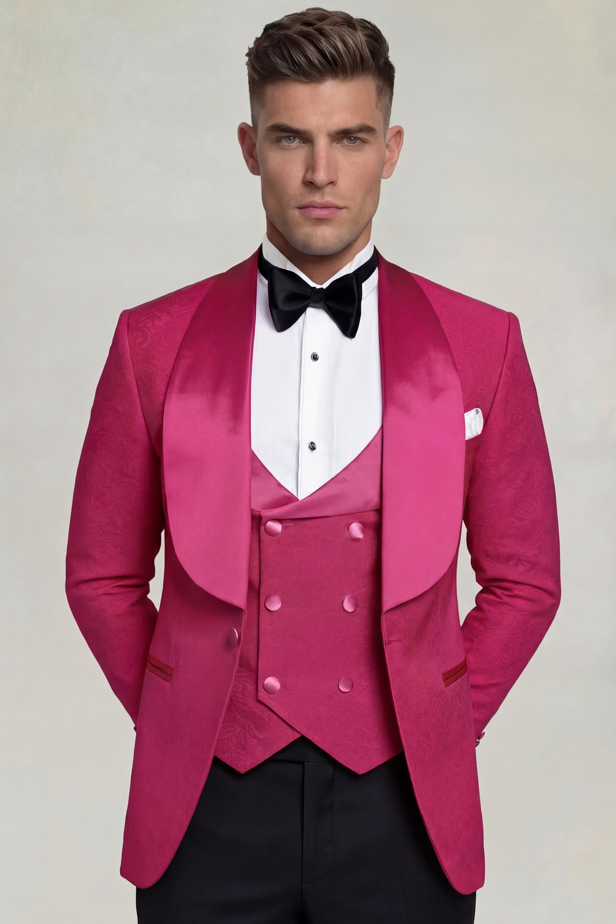 Mens-Pink-Tuxedo-with-Black-PAnts-Groom-Suit-from-Gentlemansguru.com