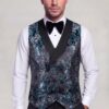 Double-breasted floral waistcoat with satin shawl collar