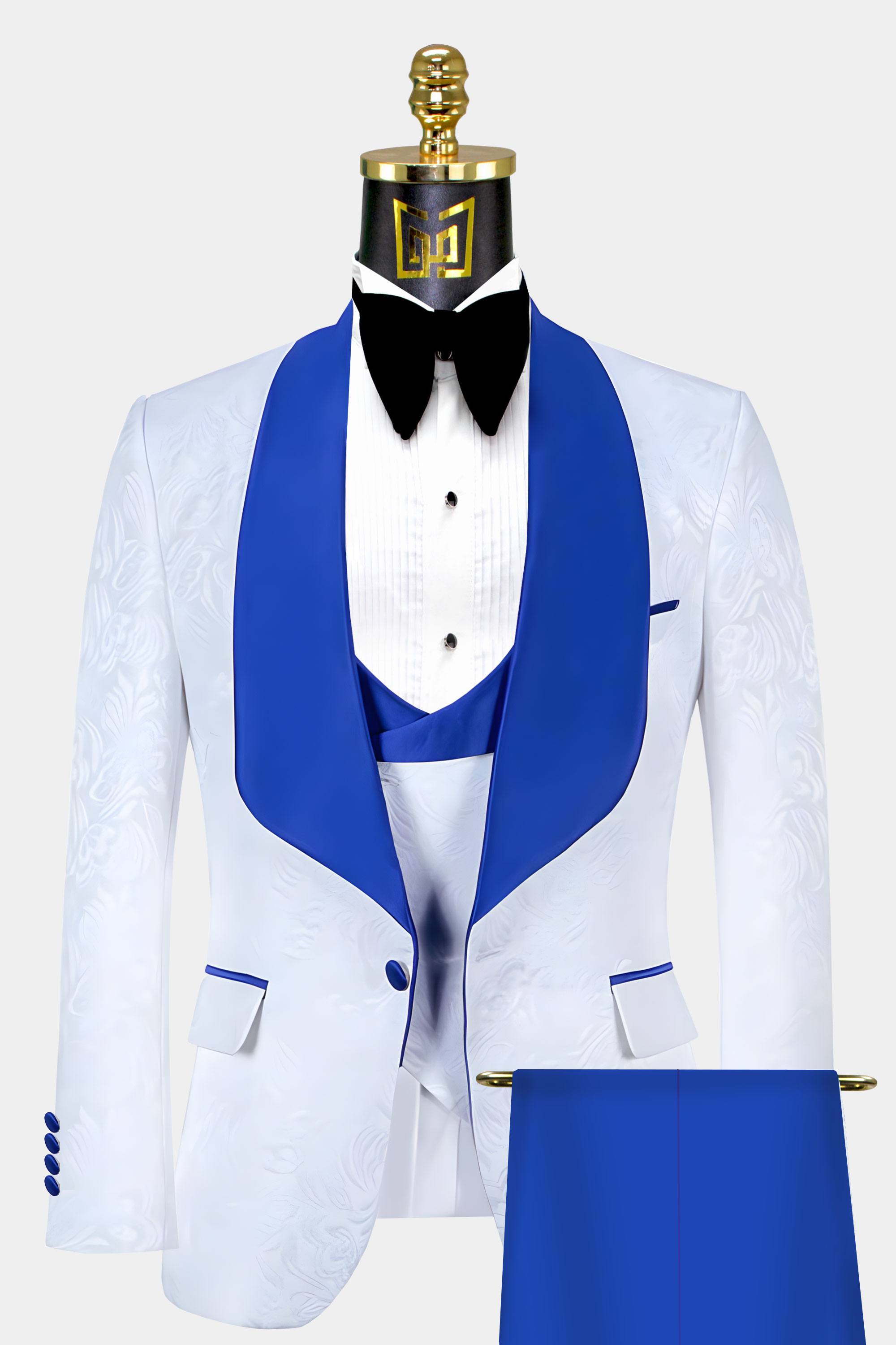 White and Blue Tuxedo Suit