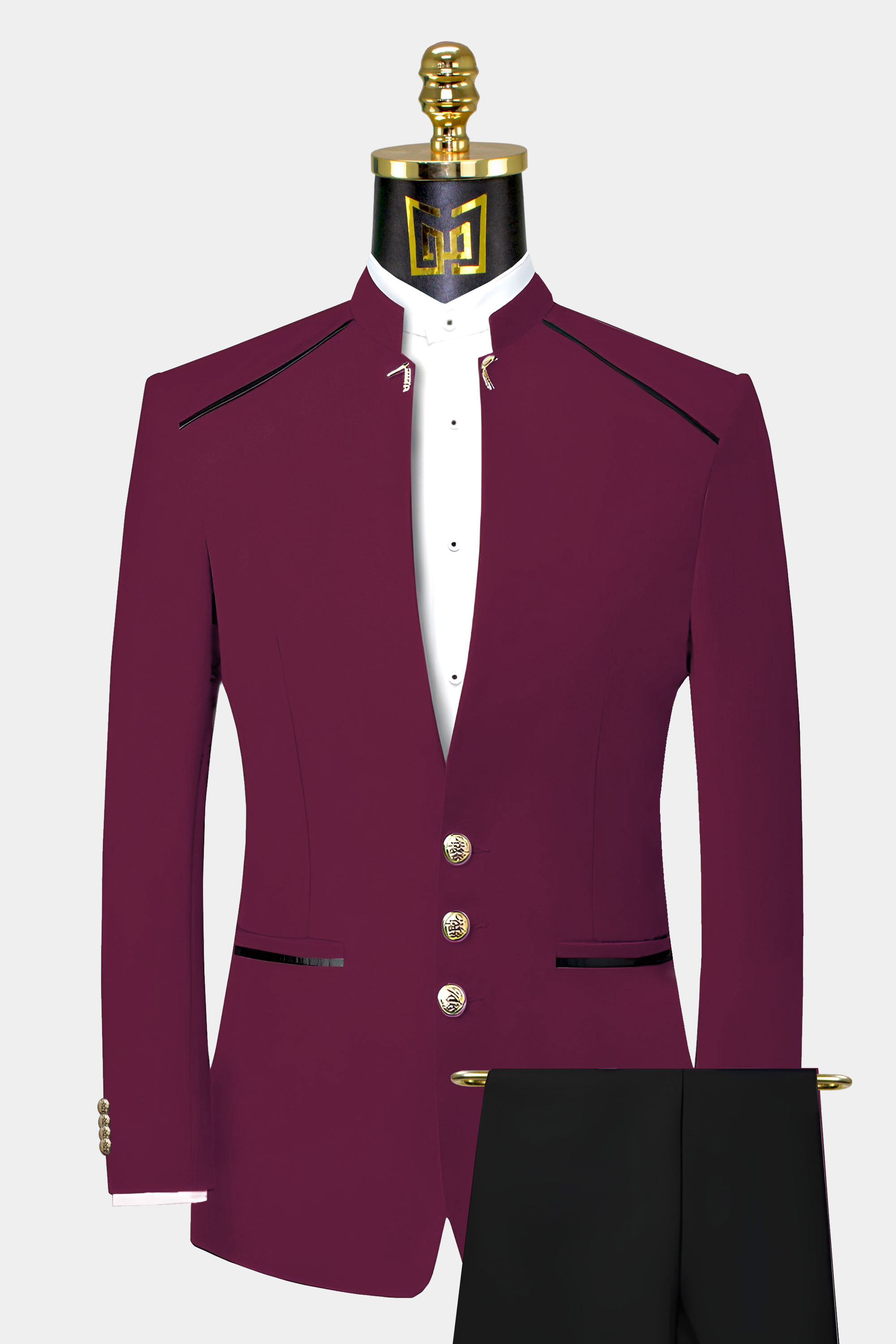 Burgundy-Mandarin-Chinese-Mao-Collar-Style-Suit-from-Gentlemansguru.com.com