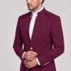 Burgundy Mandarin Collar Suit Cuff Styling Portrait from Gentlemansguru.com