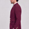 Burgundy Mandarin Collar Suit Side Jacket Portrait from Gentlemansguru.com