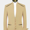 Champagne Mandarin Collar Suit - 2 Piece