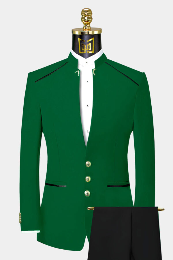 Alternative view of Emerald Green Mandarin Collar Suit