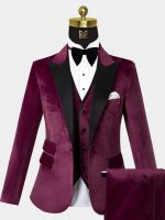 Burgundy Velvet Tuxedo - 3 Piece