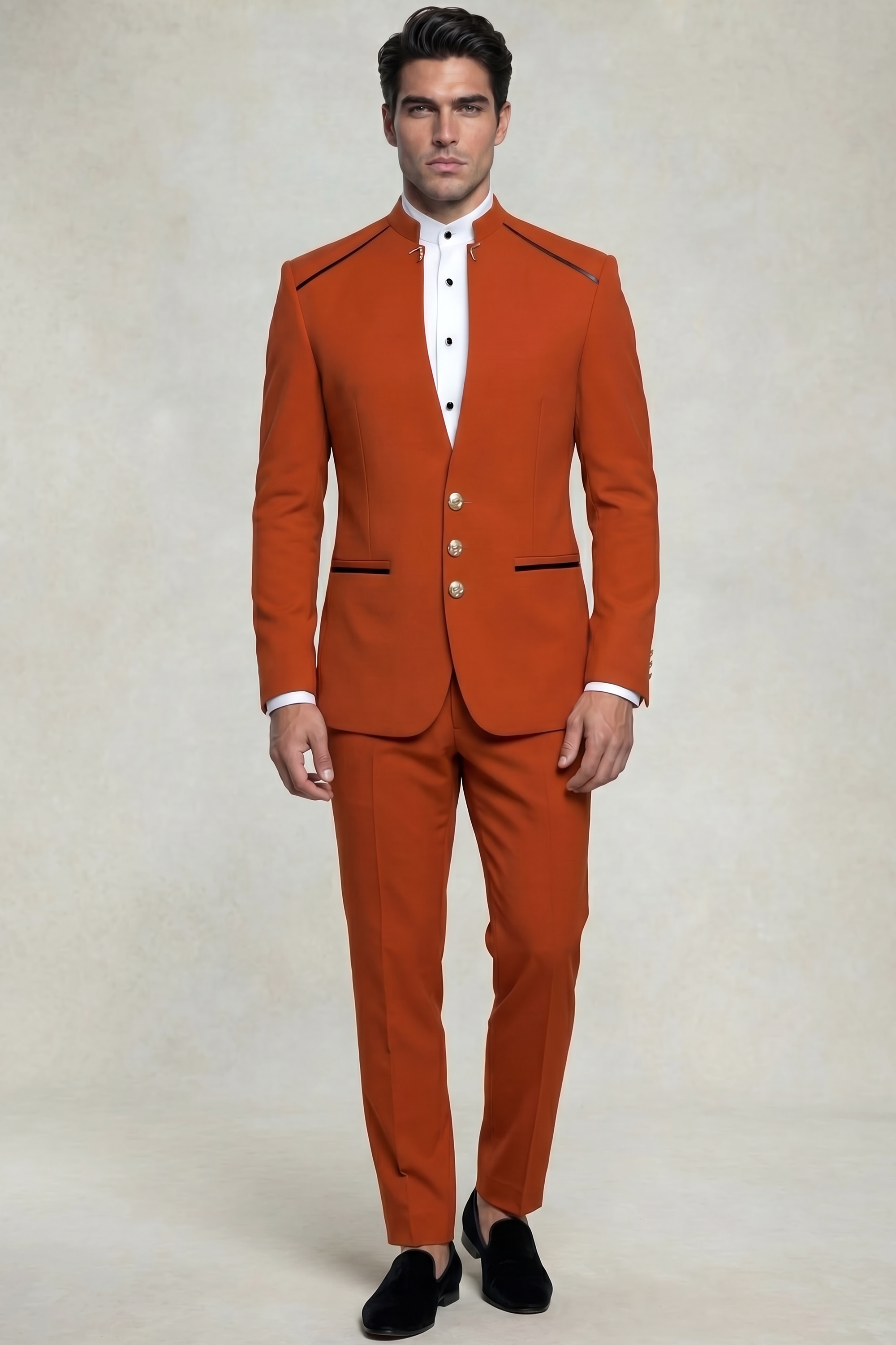 Mens-Orange-Mandarin-Collar-Maro-Chinese-Style-Suit-from-Gentlemansguru.com