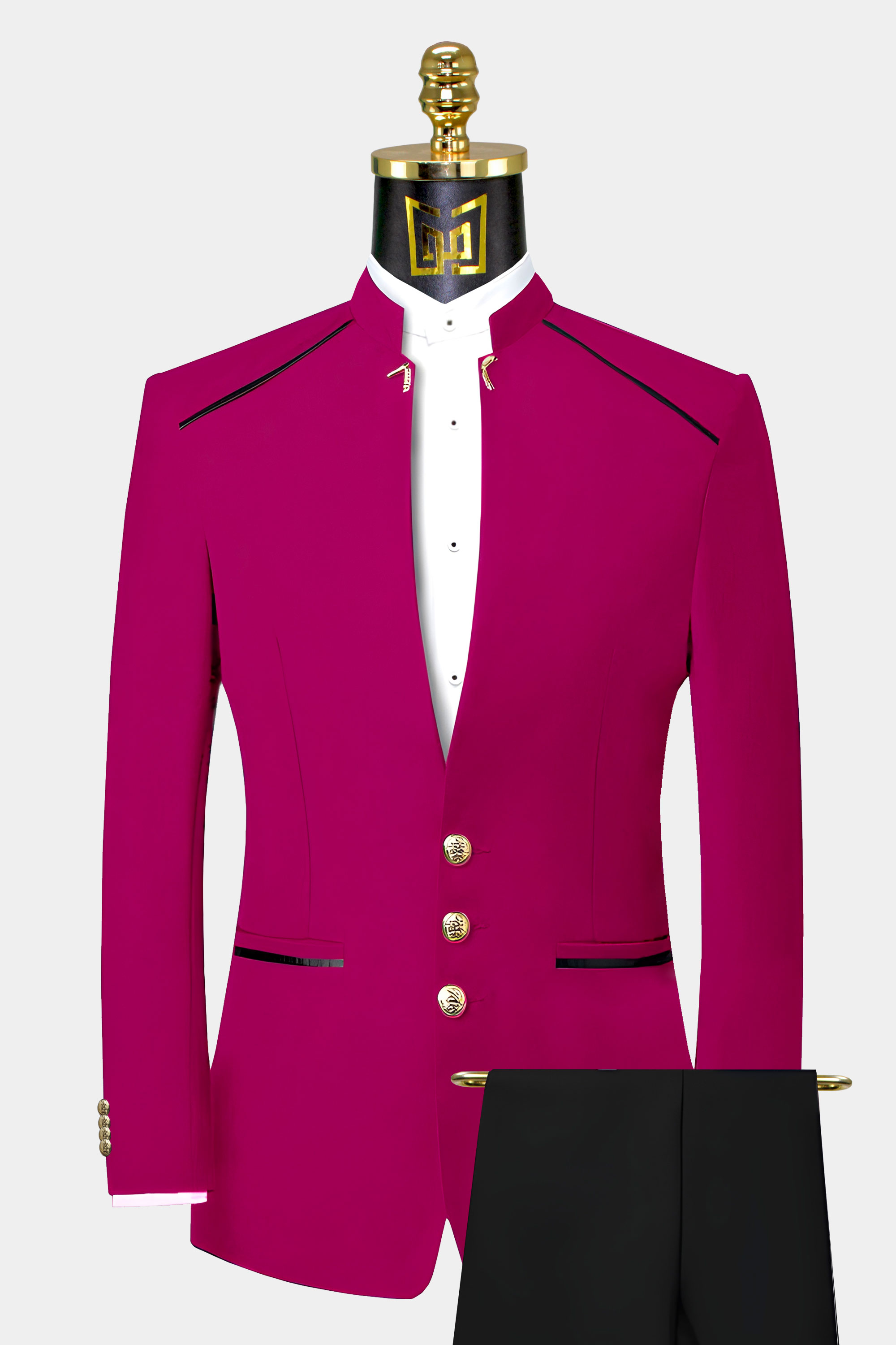 Pink Mandarin Collar Suit