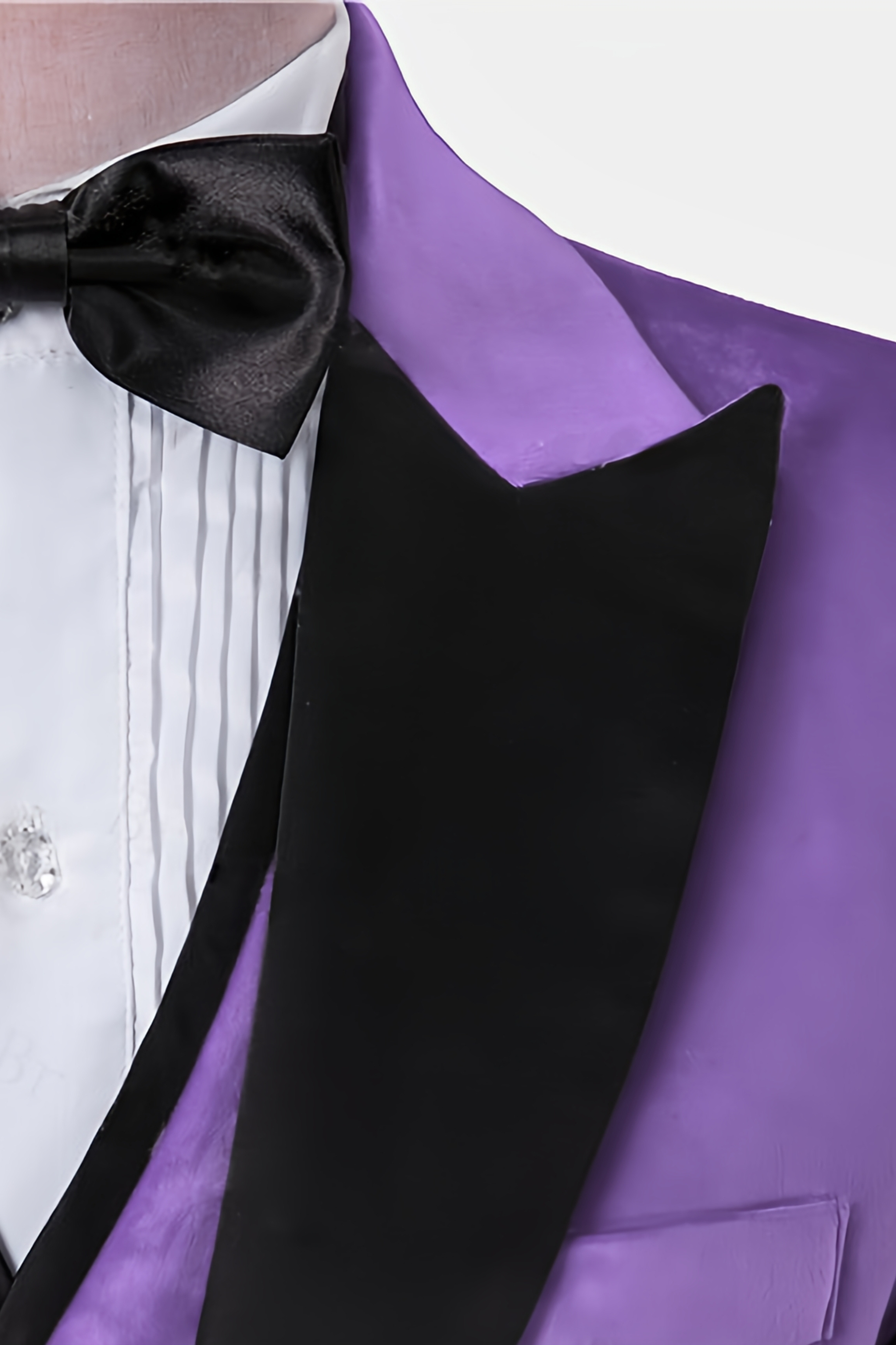Purple Velvet Tuxedo Black Peak Lapel Close Up from Gentlemansguru.com