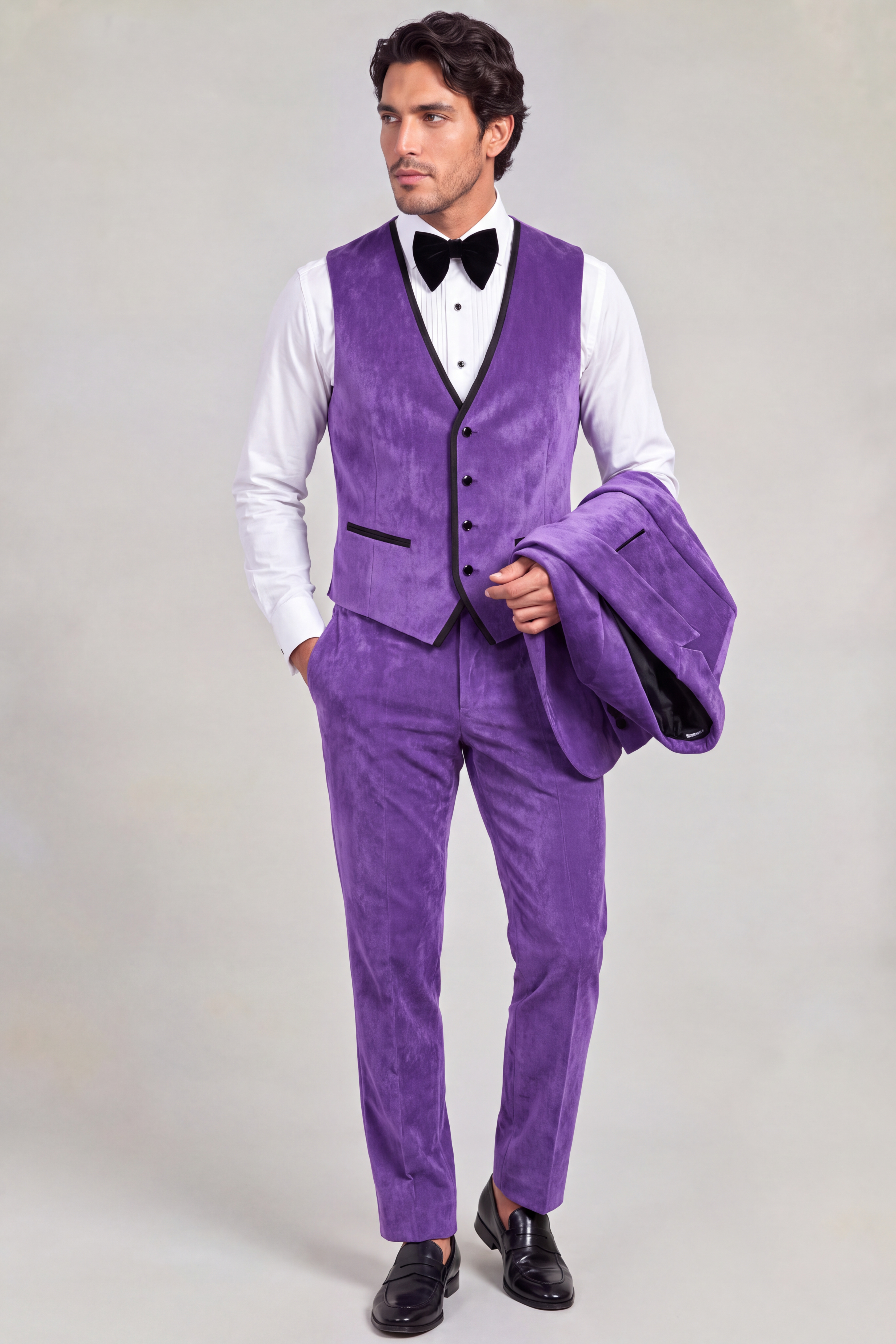 Purple Velvet Tuxedo Waistcoat with Jacket Carried from Gentlemansguru.com