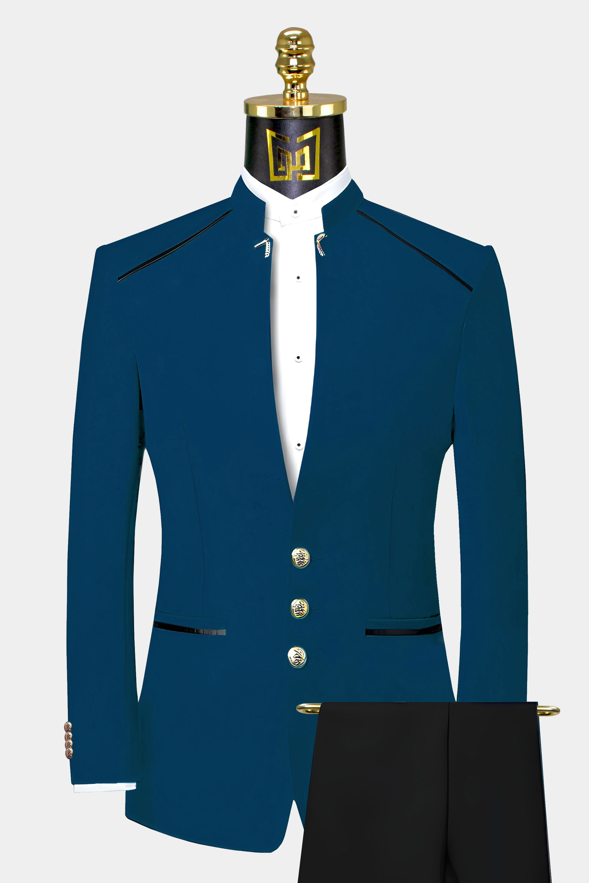 Teal-Blue-Mandarin-Chinese-Mao-Collar-Style-Suit-from-Gentlemansguru.com.com