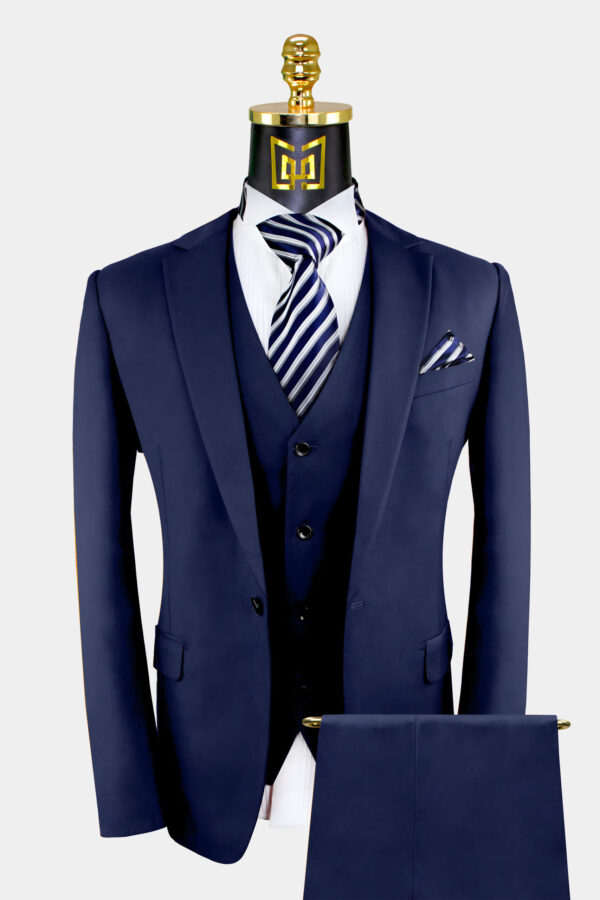 3-Piece-Navy-Blue-Suit-For-Men-Wedding-Groom-Prom-Tuxedo-from-Gentlemansguru.Com