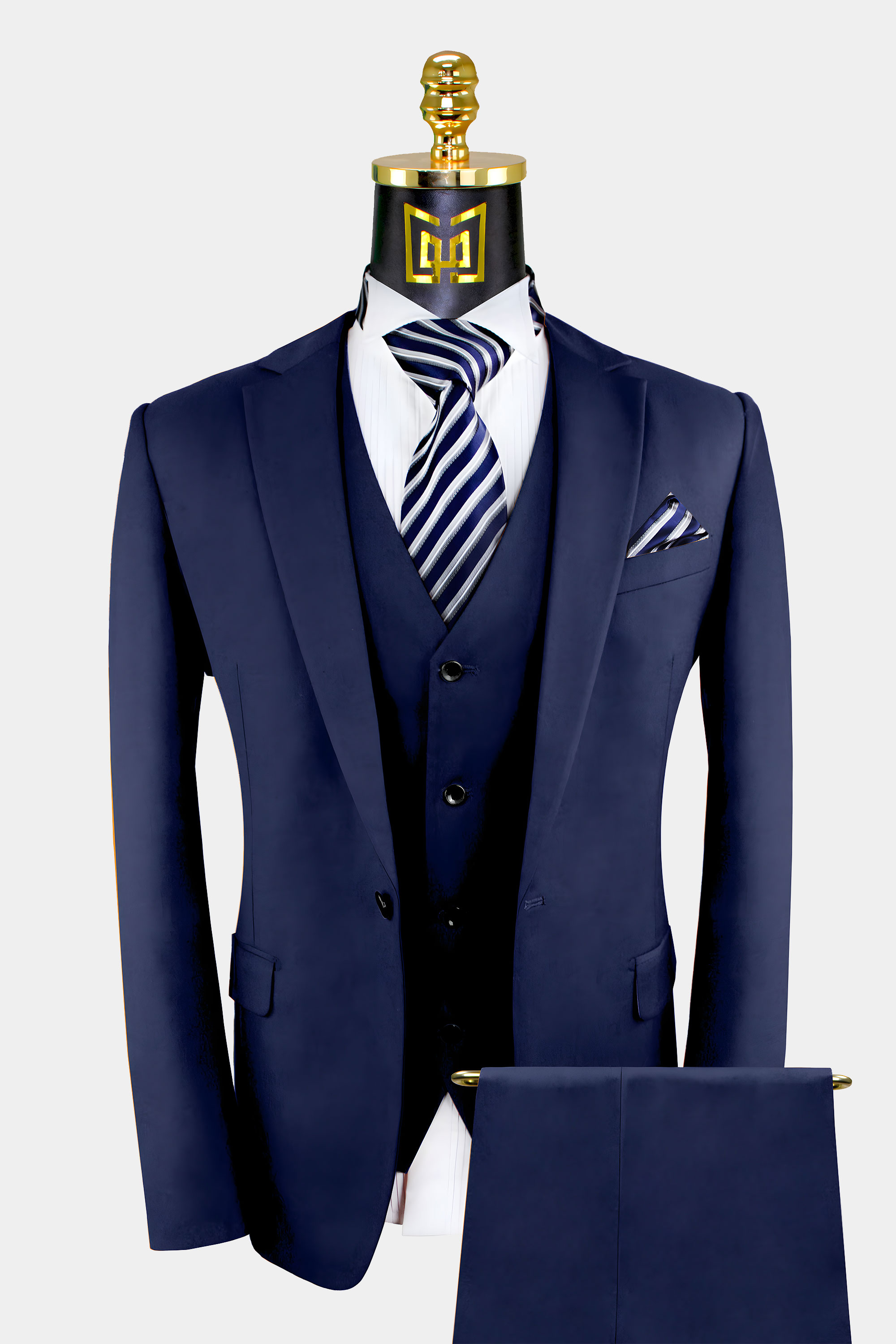 3-Piece-Navy-Blue-Suit-For-Men-Wedding-Groom-Prom-Tuxedo-from-Gentlemansguru.Com