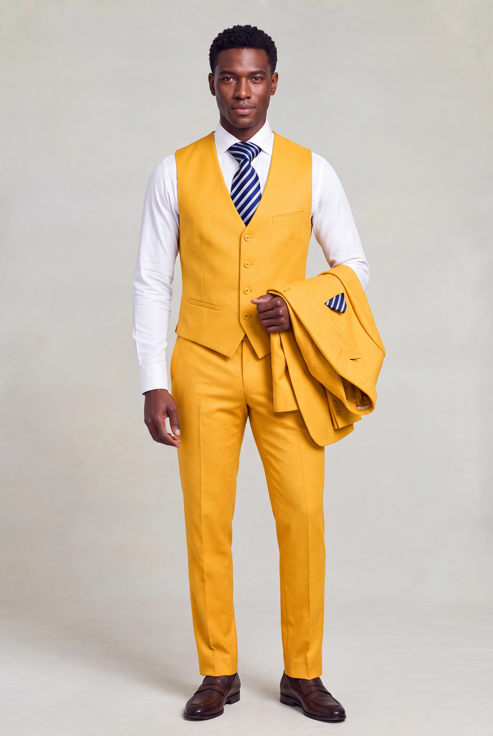 All Gold Suit Four Button Vest Full Body Carrying Jacket from Gentlemansguru.com