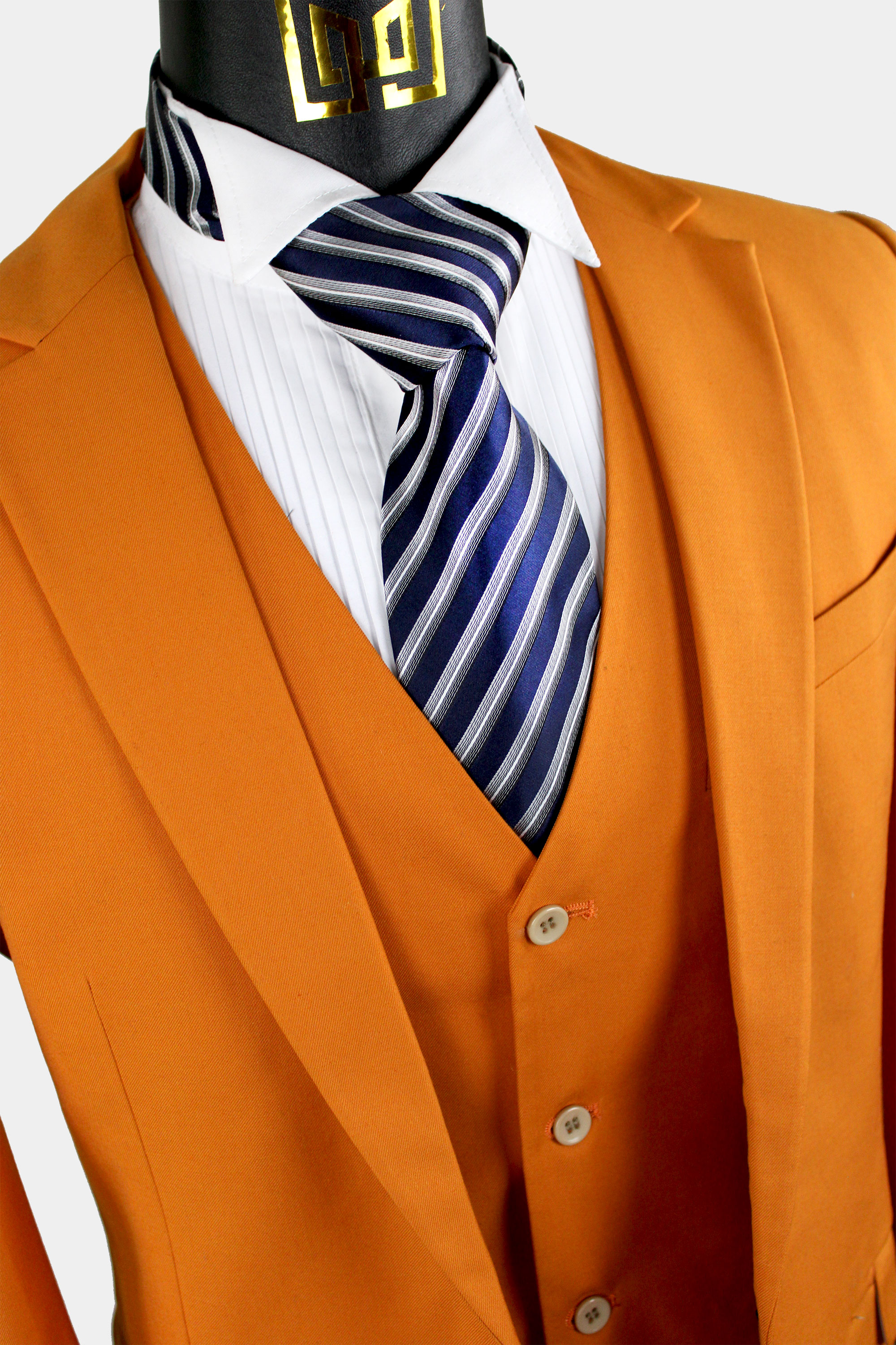 Mens Burnt Orange Sienna Perfect Tuxedo Formal Vest & Tie Wedding Groomsman 