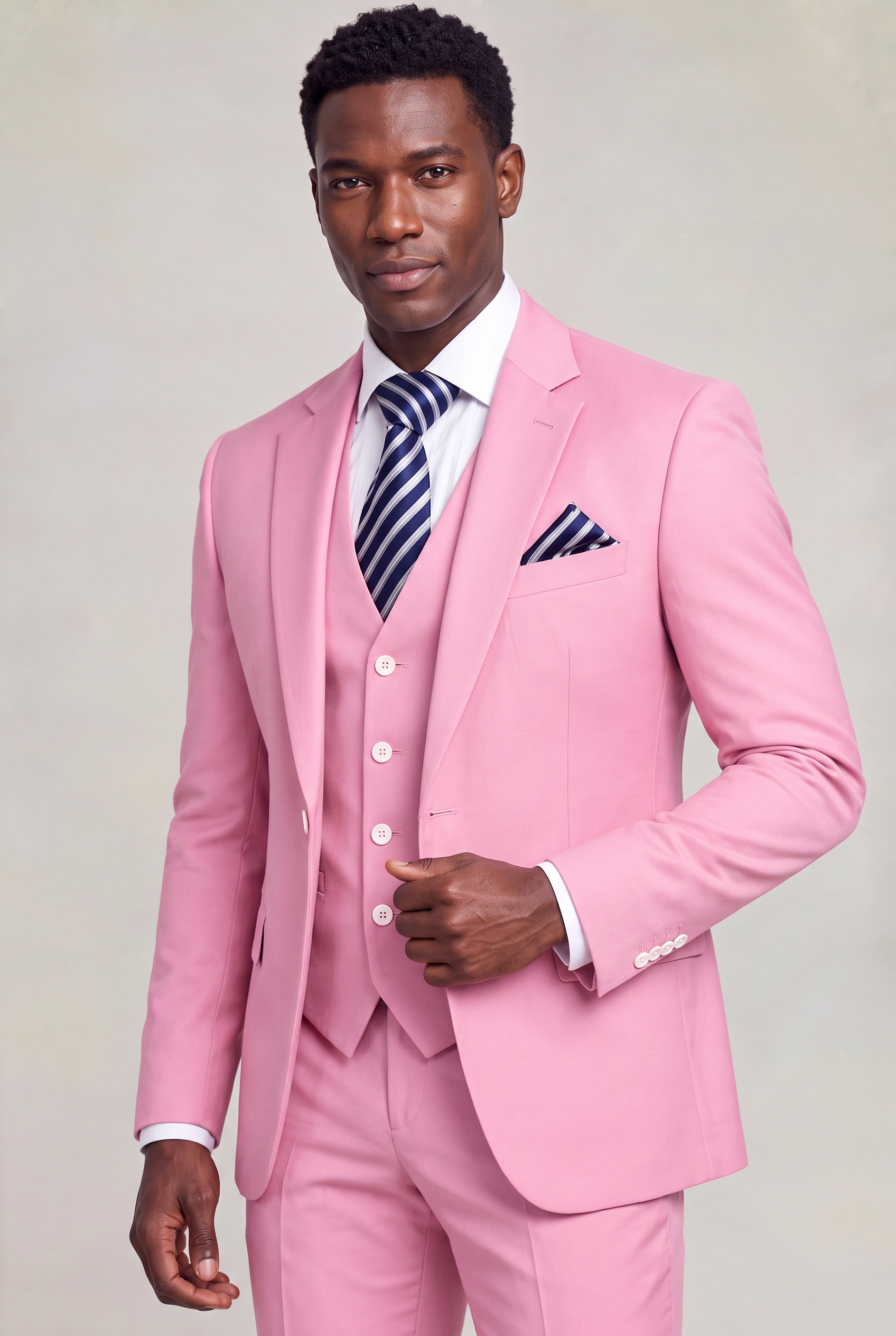 Light Pink Suit Three Quarter Jacket Length Portrait from Gentlemansguru.com