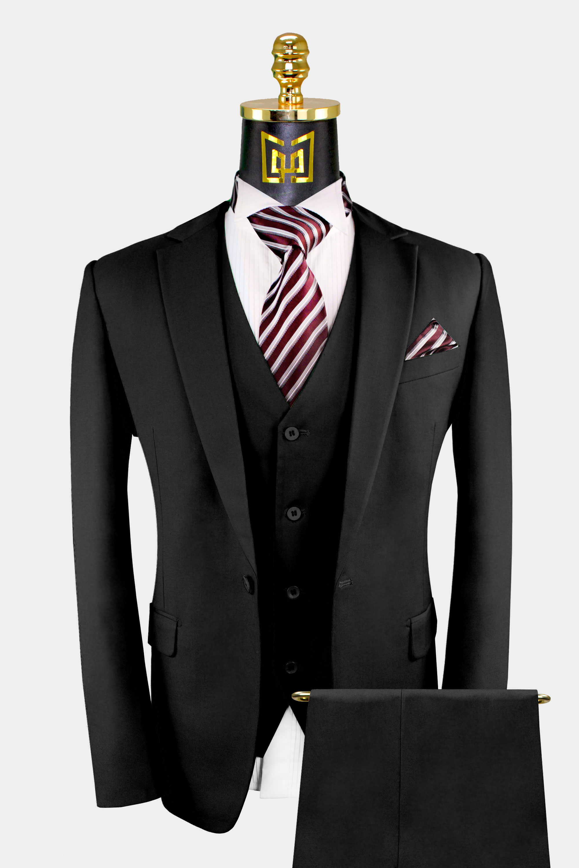 Mens-3Piece-Black-Suit-Groom-Wedding-Prom-Tuxedo-from-Gentlemansguru.com