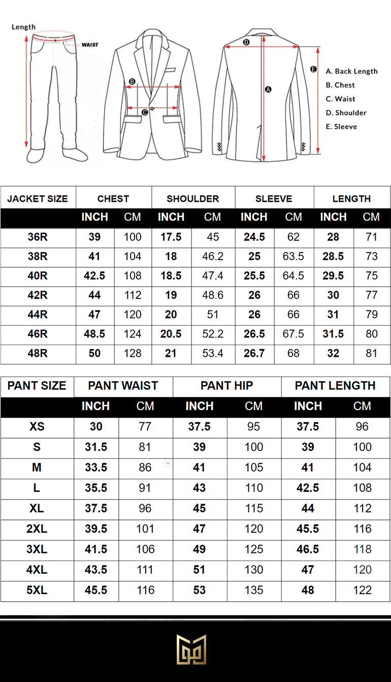 Big And Mens Suit Size Chart