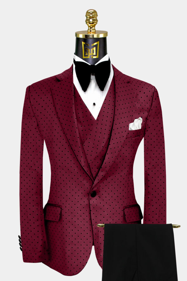 Alternative view of Chic Burgundy Polka Dot Suit - 3 Piece