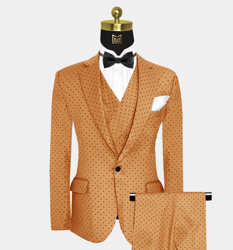 orange and silver prom suit