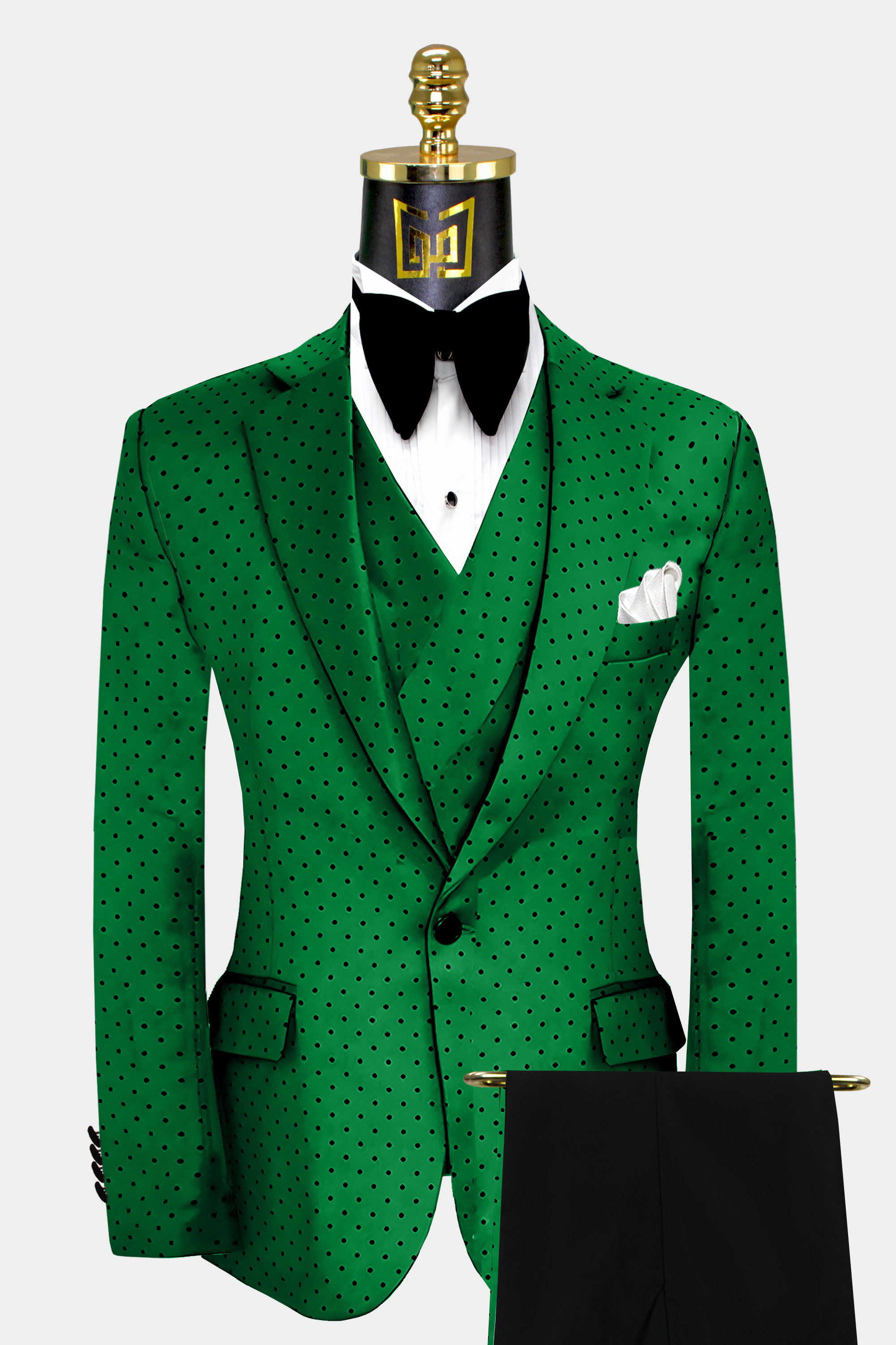 Mens-Black-and-Green-Polka-Dot-Wedding-Groom-Suit-from-Gentlemansguru.com