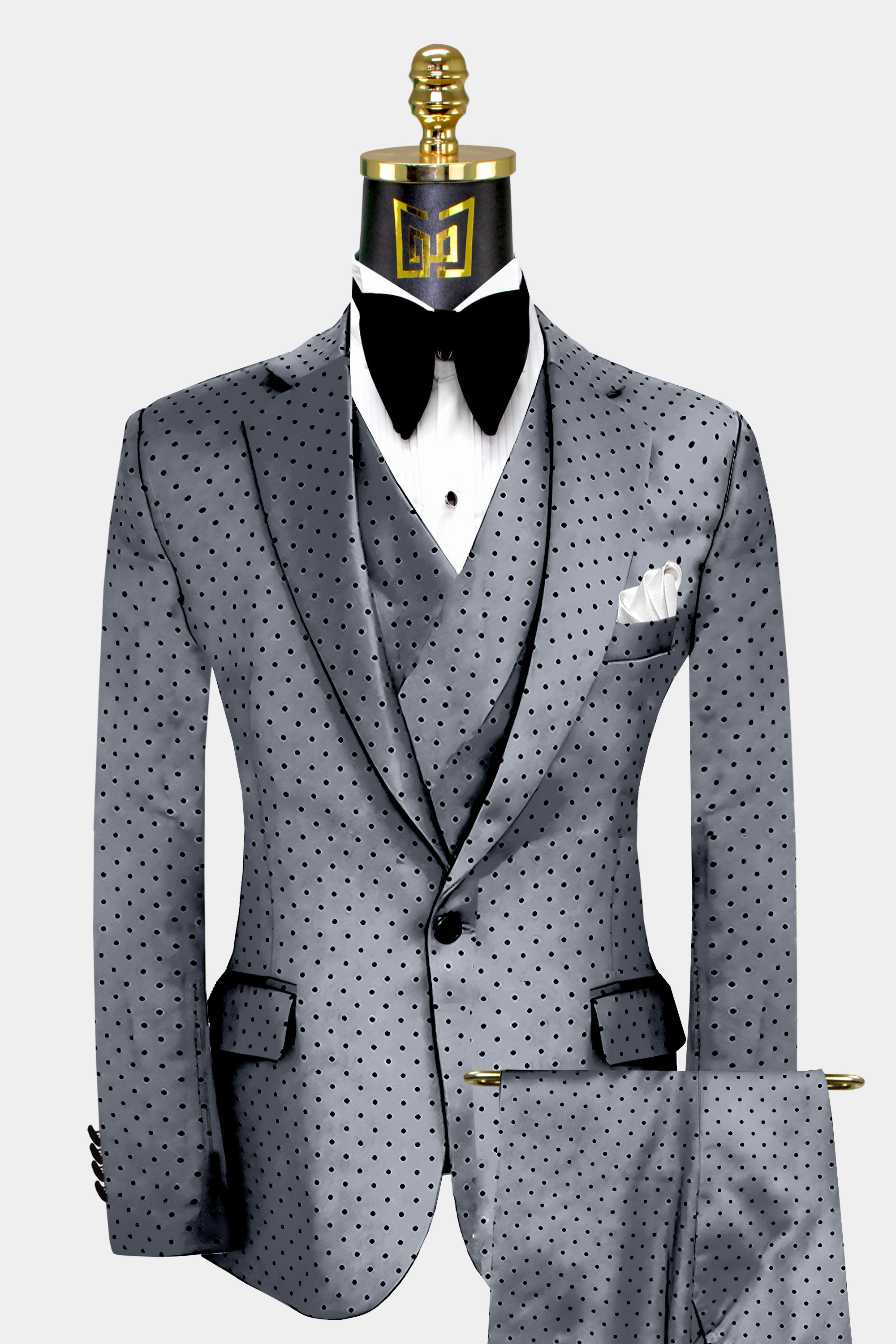 Mens-Grey-Polka-Dot-Suit-Groom-Wedding-Prom-Tuxedo-from-Gentlemansguru.com