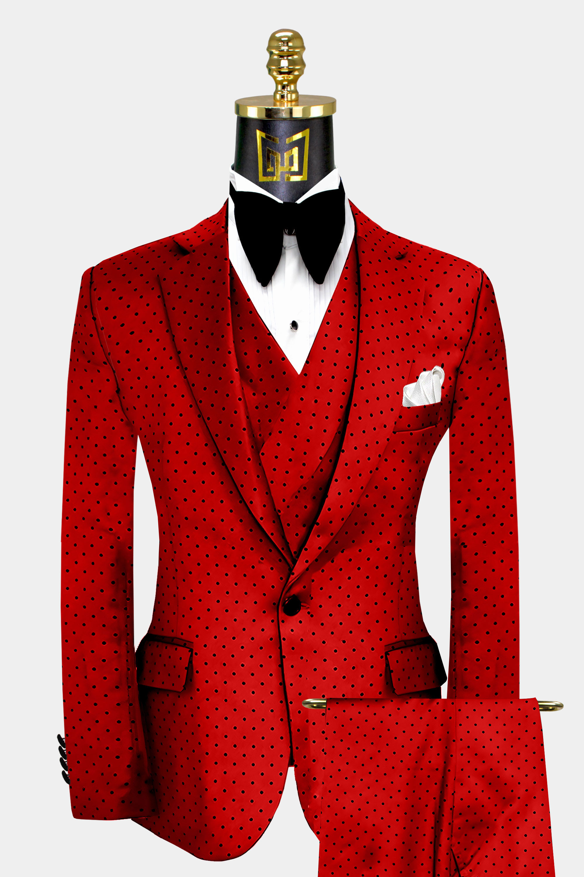 Chic Red Polka Dot Suit - 3 Piece