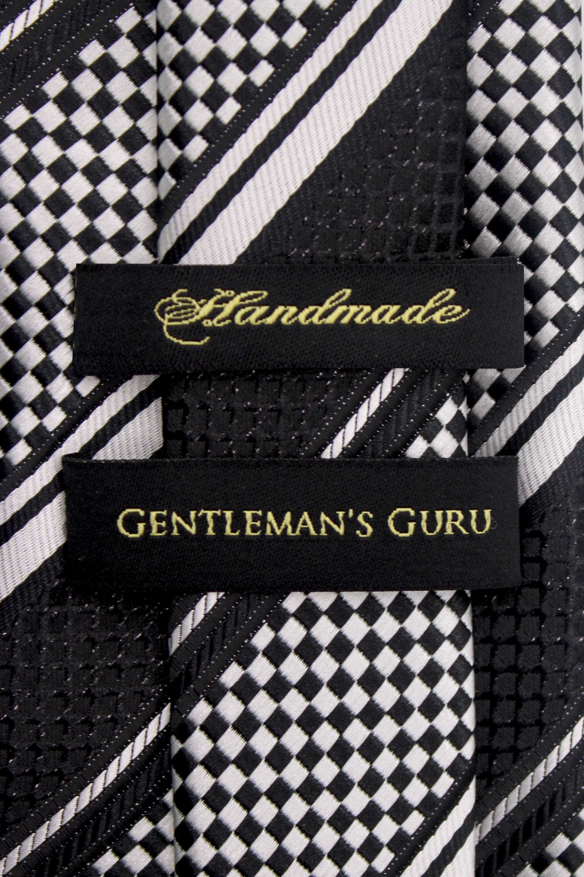 Black-and-White-Striped-Branded-Tie-from-Gentlemansguru.com