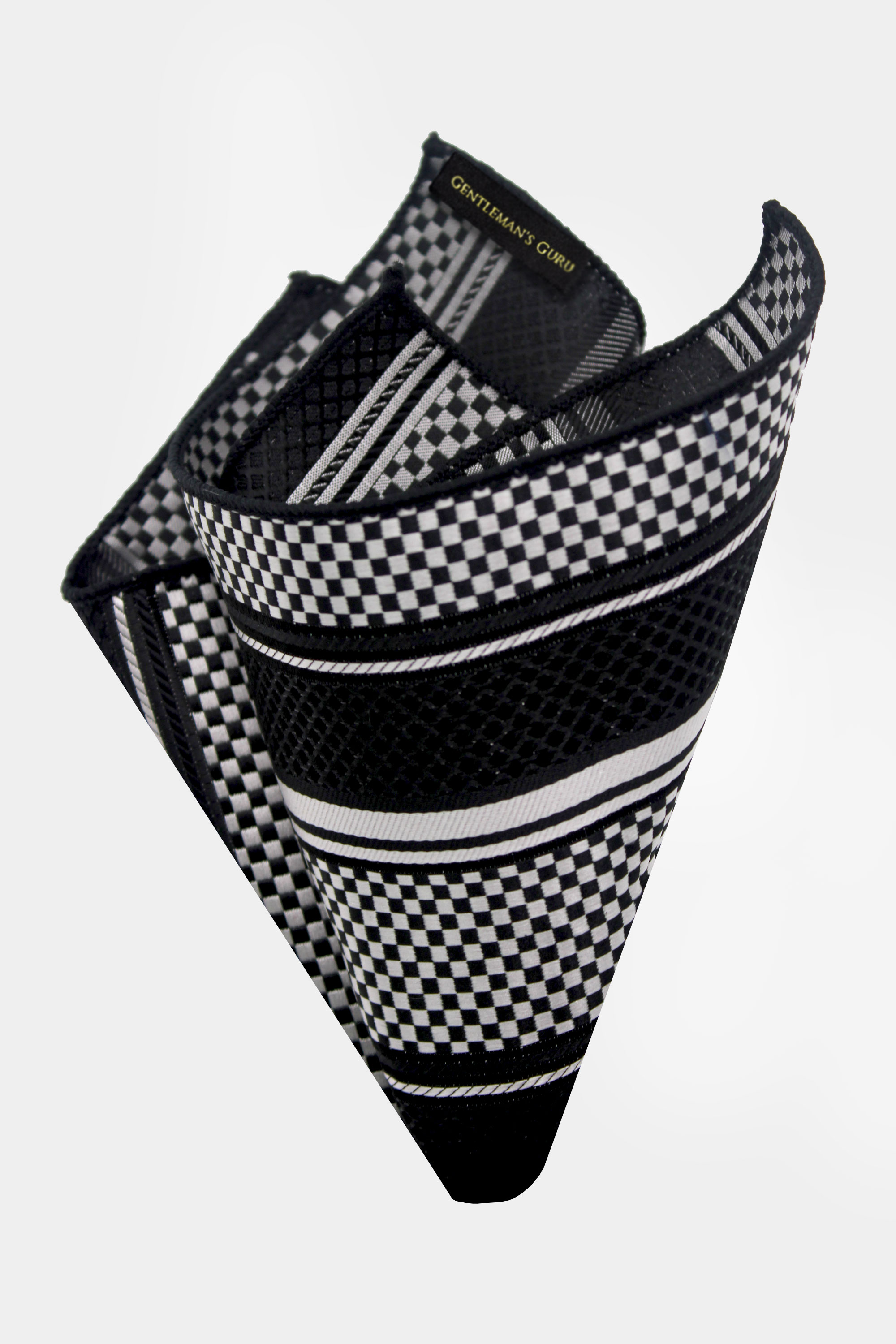 Black-and-White-Striped-Pocket-Square-Handkerchief-from-Gentlemansguru.com