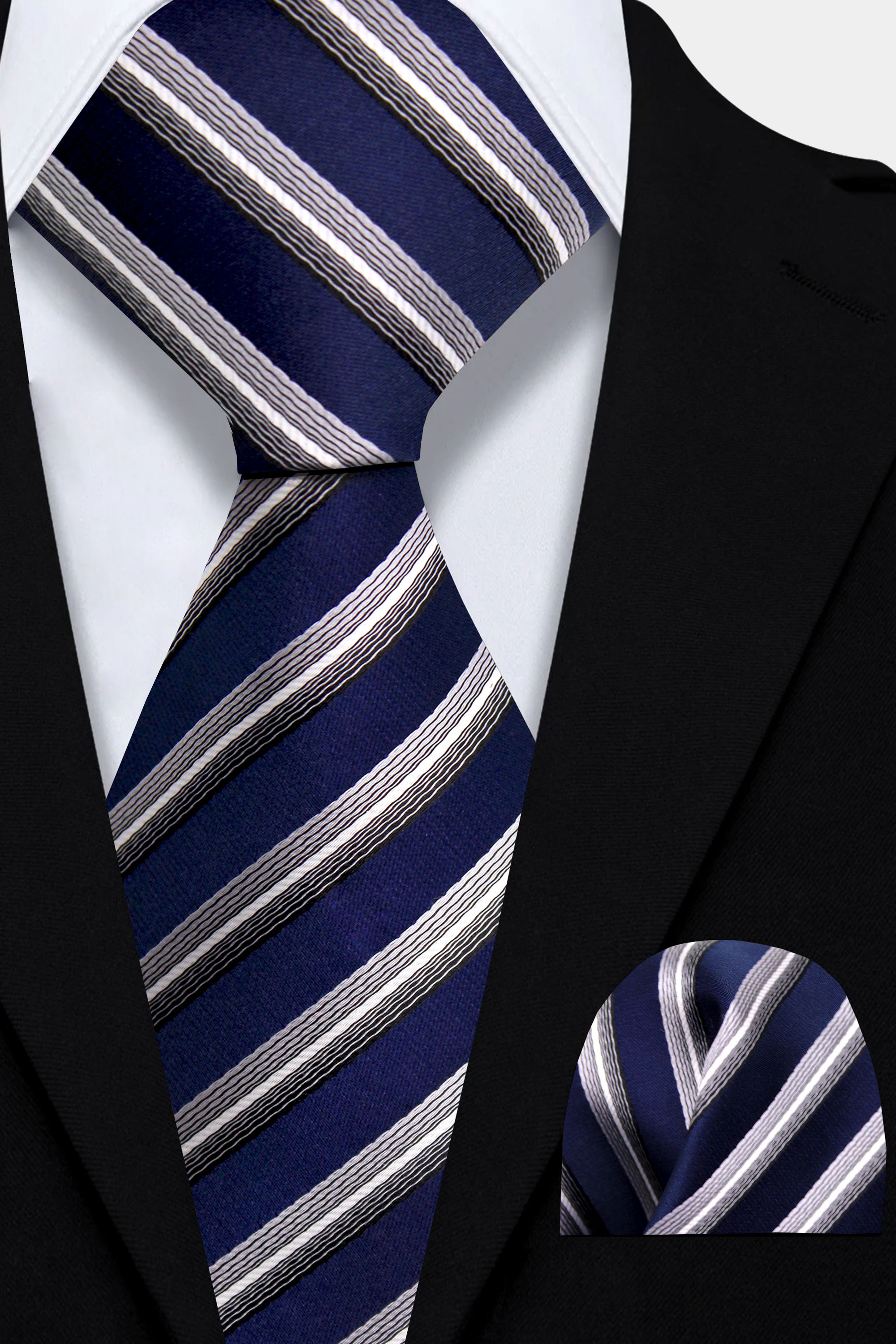 Mens-Navy-Blue-Striped-Tie-and-Pocket-Square-Set-Wedding-Groom-Necktie-from-Gentlemansguru.com