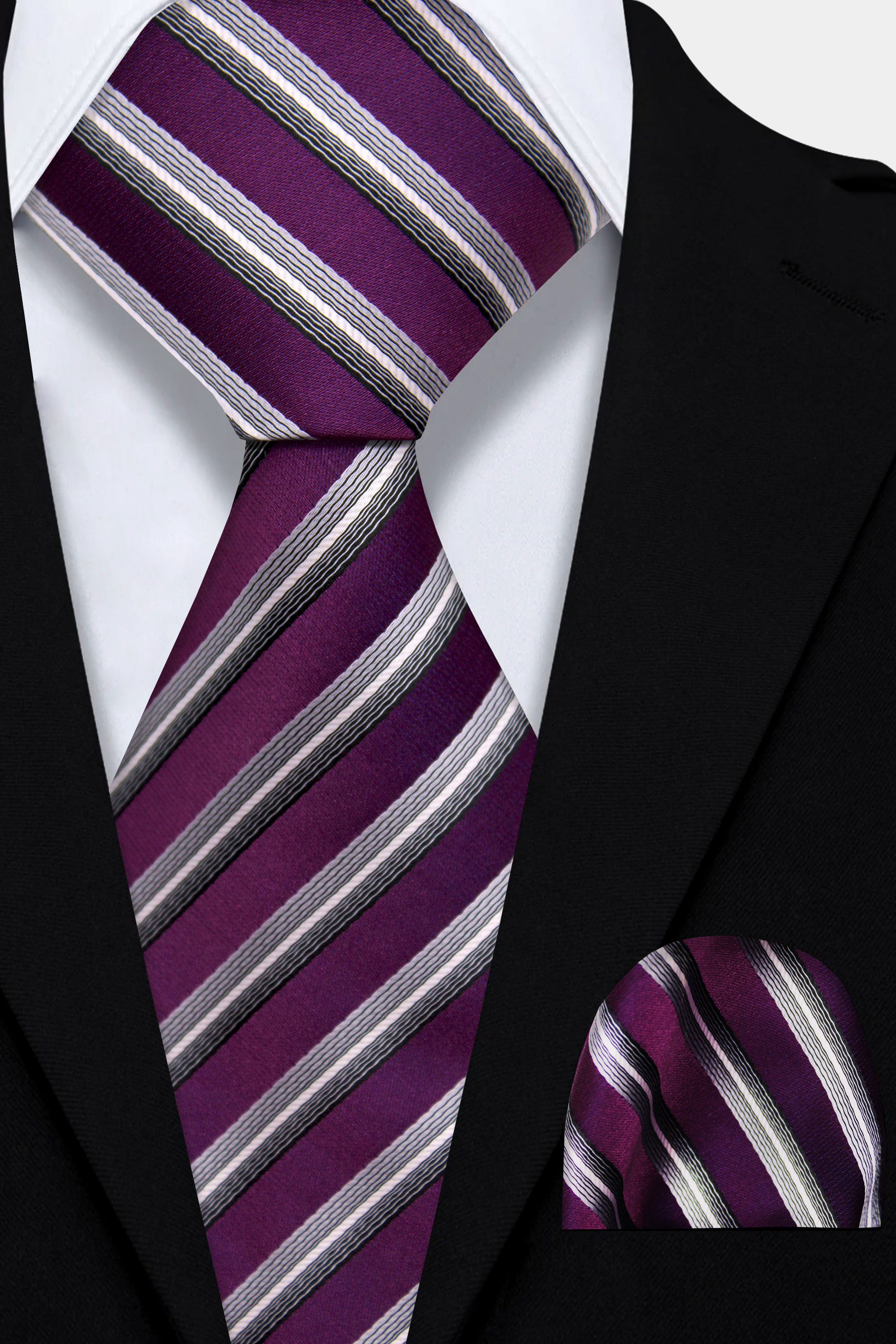 Tie and Handkerchief - Dark purple/patterned - Men