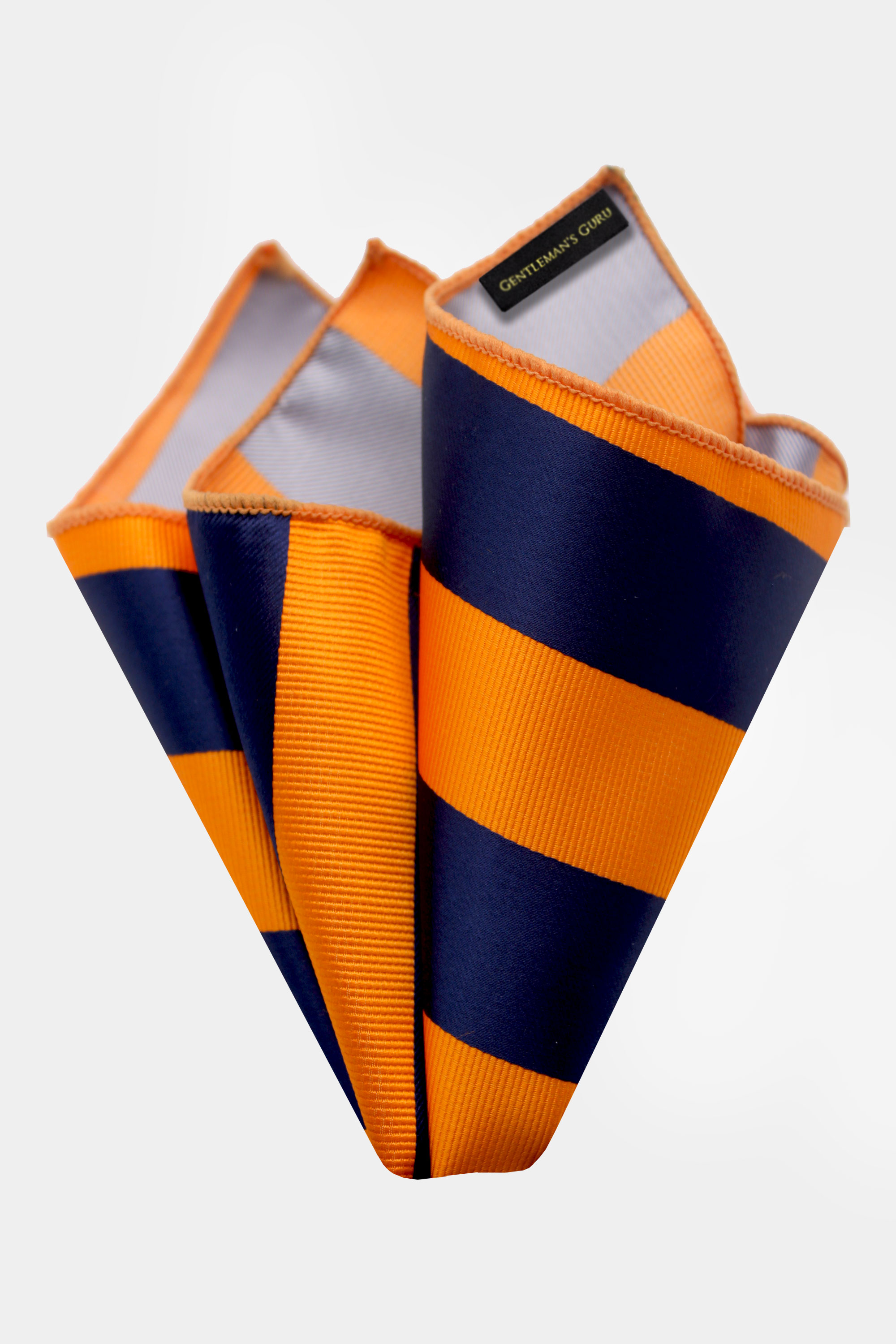 Navy Blue & Orange Striped Tie Set