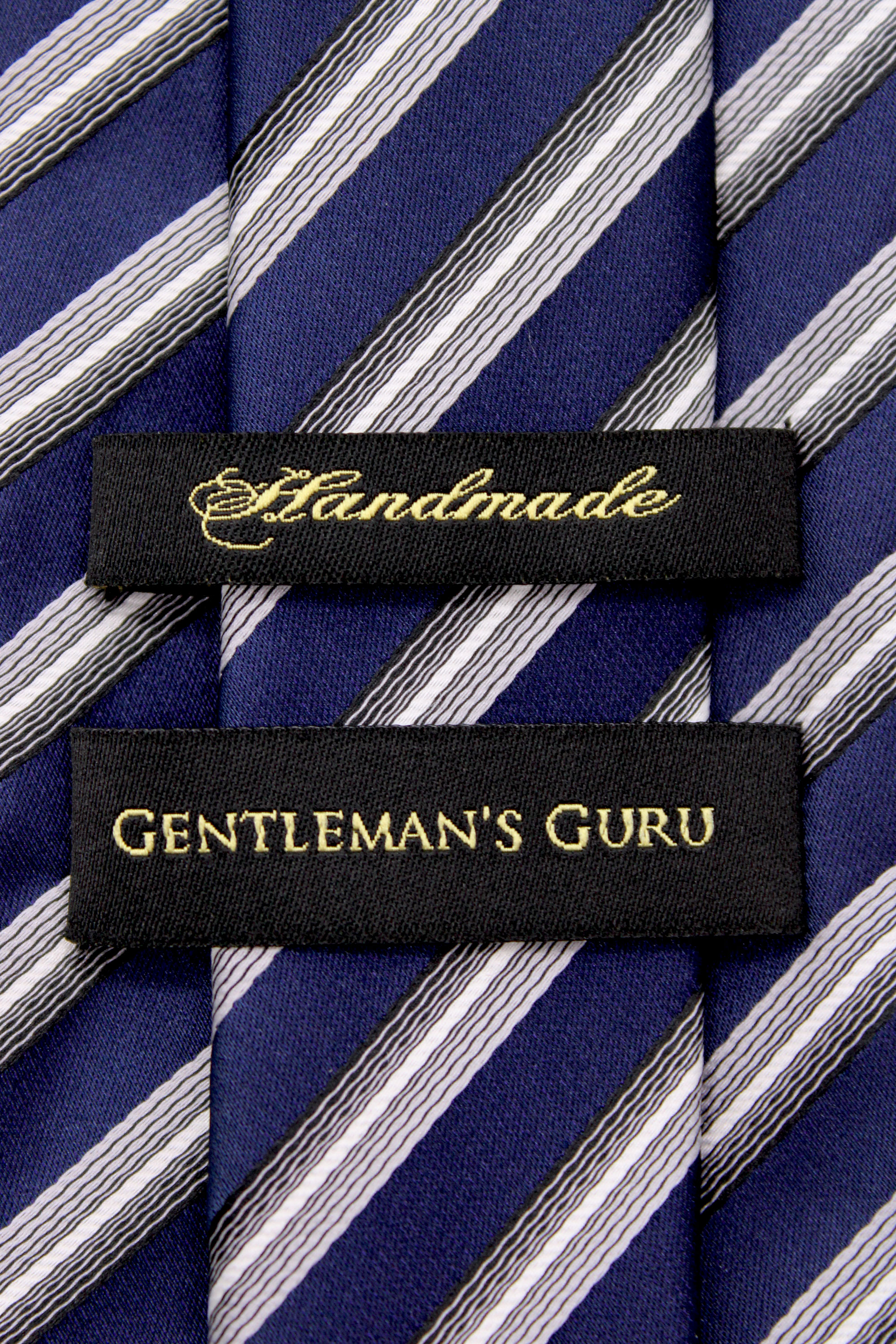 Navy-Blue-Striped-Branded-Tie-from-Gentlemansguru.com