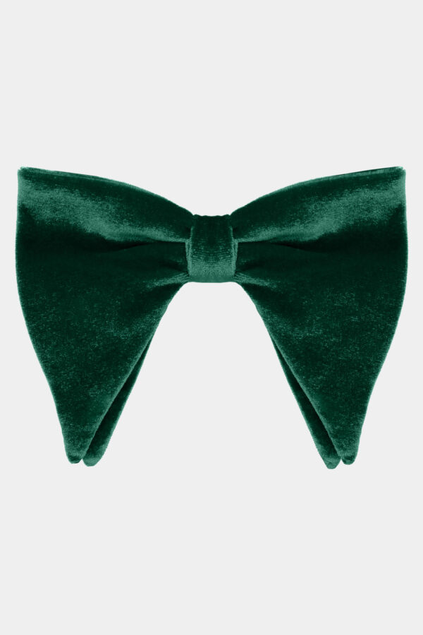 Oversized Green Velvet Bow Tie