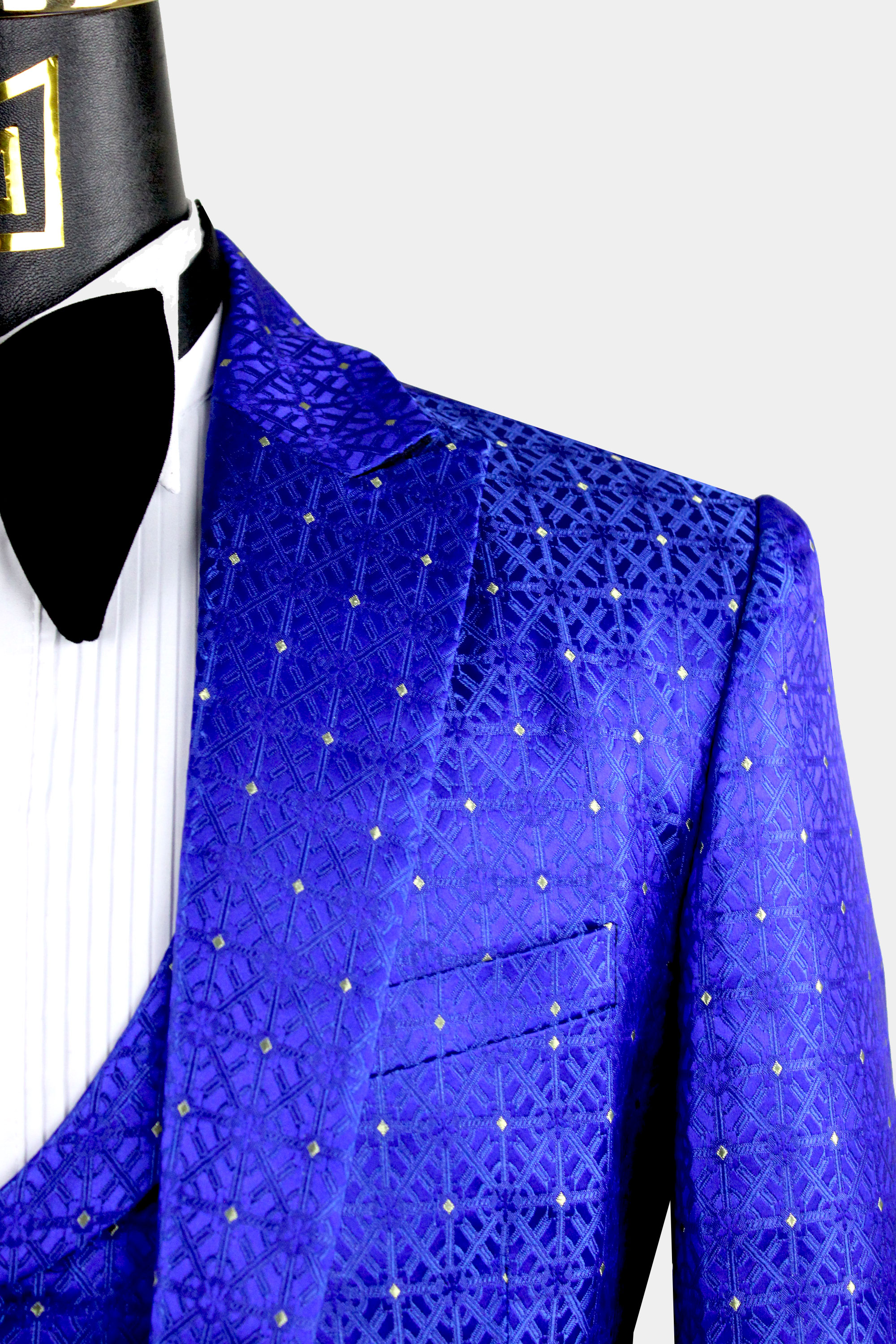 Gentleman's Guru Royal Blue Velvet Tuxedo Jacket Peak Collar 44r