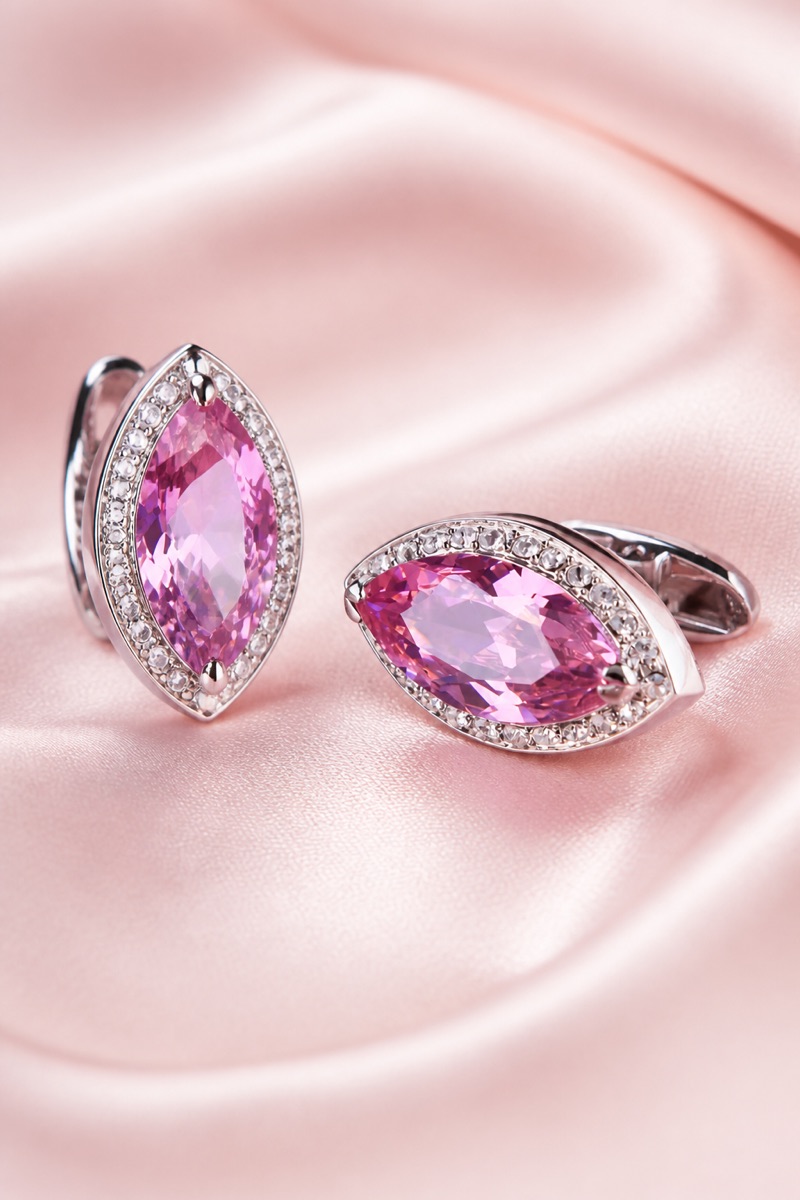 Designer Pink Crystal Diamond Cufflinks from Gentlemansguru.com