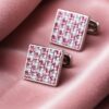 Luxury Pink Crystal Cufflinks from Gentlemansguru.com